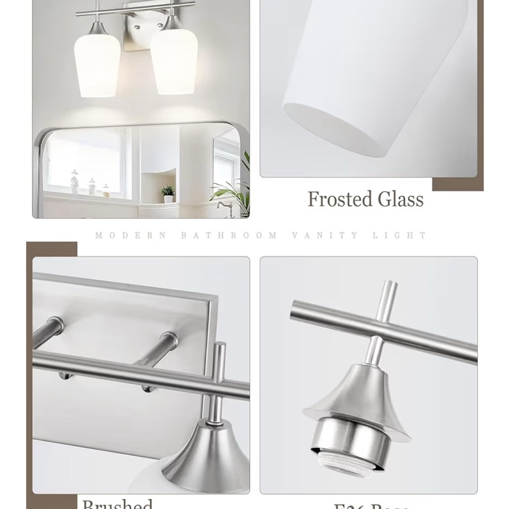 Modern White and Silver Bathroom Vanity Light. Home decor. - Picture 2 of 11